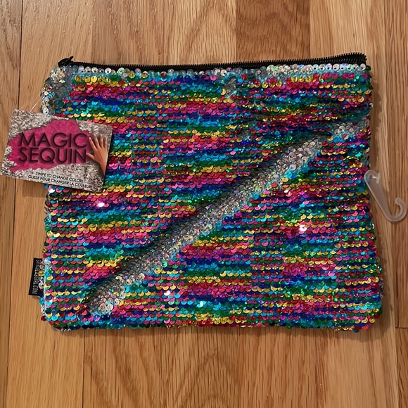 🆕 Style Lab Multicolored Flip Sequin Pencil/Makeup Pouch - Picture 1 of 2